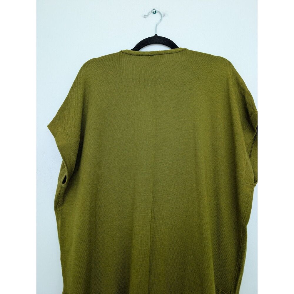 Eileen Fisher Merino Wool Italian Yarn V Neck Longline Sweater Tunic Vest Sz M - Picture 12 of 16